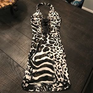 Leopard zebra tie back dress